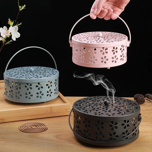 Portable Mosquito Coil Tray Holder Home Insect Repellent Anti-fire Sandalwood Incense Burner Box Supplies