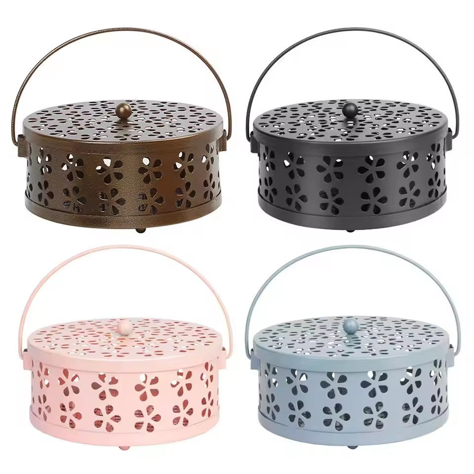 Portable Mosquito Coil Tray Holder Home Insect Repellent Anti-fire Sandalwood Incense Burner Box Supplies